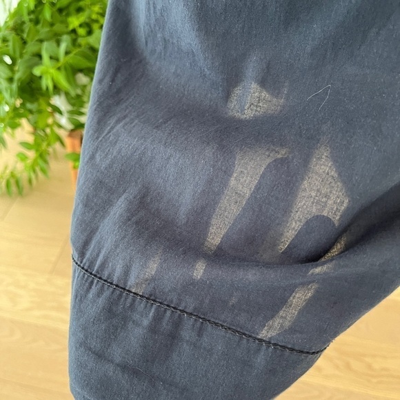 H & M L.O.G.G. Sheer Tunic Navy Blue V Neck 3/4 Sleeve 100% Cotton Lagenlook - Picture 6 of 12